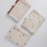 Muslin Pillow Case Set Red Stripe